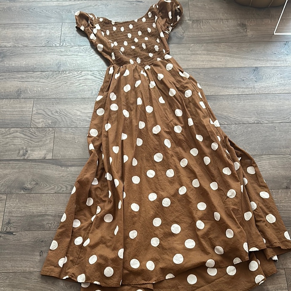 Free People Brown Polka Dot Backless Dress